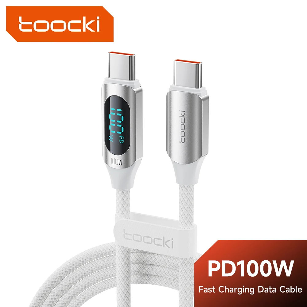 Toocki X03 100W câble USB C à C pour iPhone 15 5A affichage numérique fil de Type C haute vitesse pour Samsung cordon de données de chargeur coloré