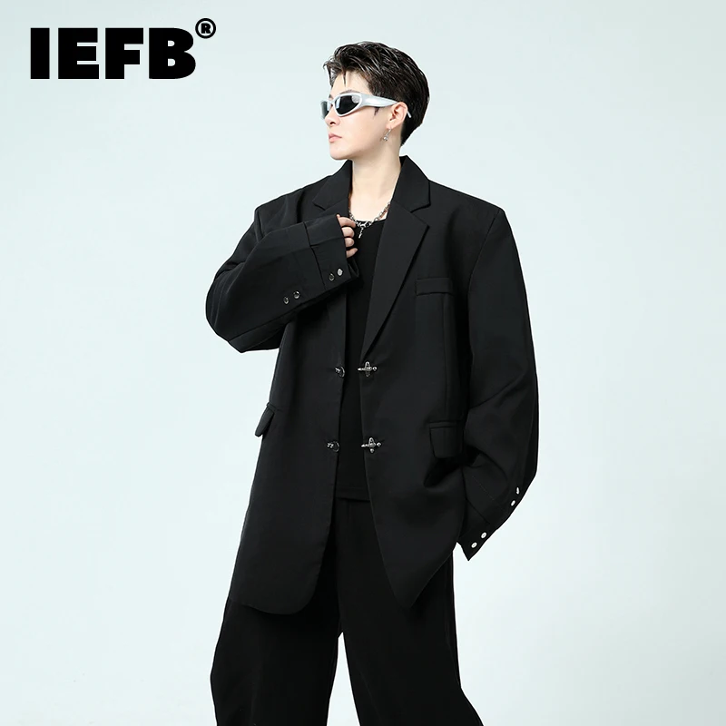 

Приталенные мужские блейзеры IEFB, модная индивидуальная одежда в Корейском стиле, однотонный Универсальный повседневный костюм, пальто, Новинка осени 2023, 9C2369