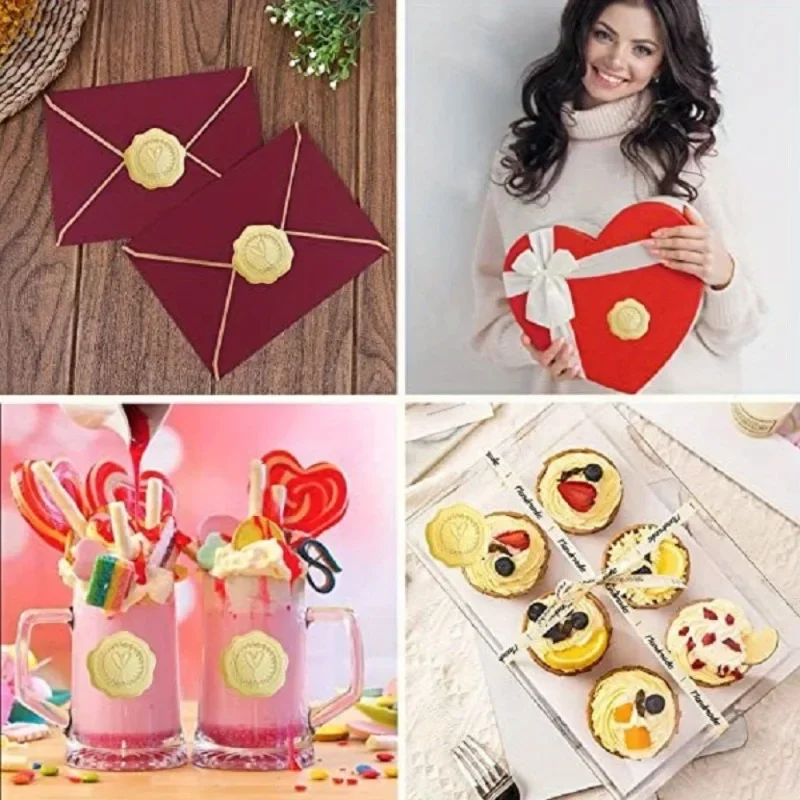 Premium Embossed Heart Stickers Self-Adhesive Envelope Seals for Wedding Invitations Party Decor Gift Wrapping DIY Love Crafts