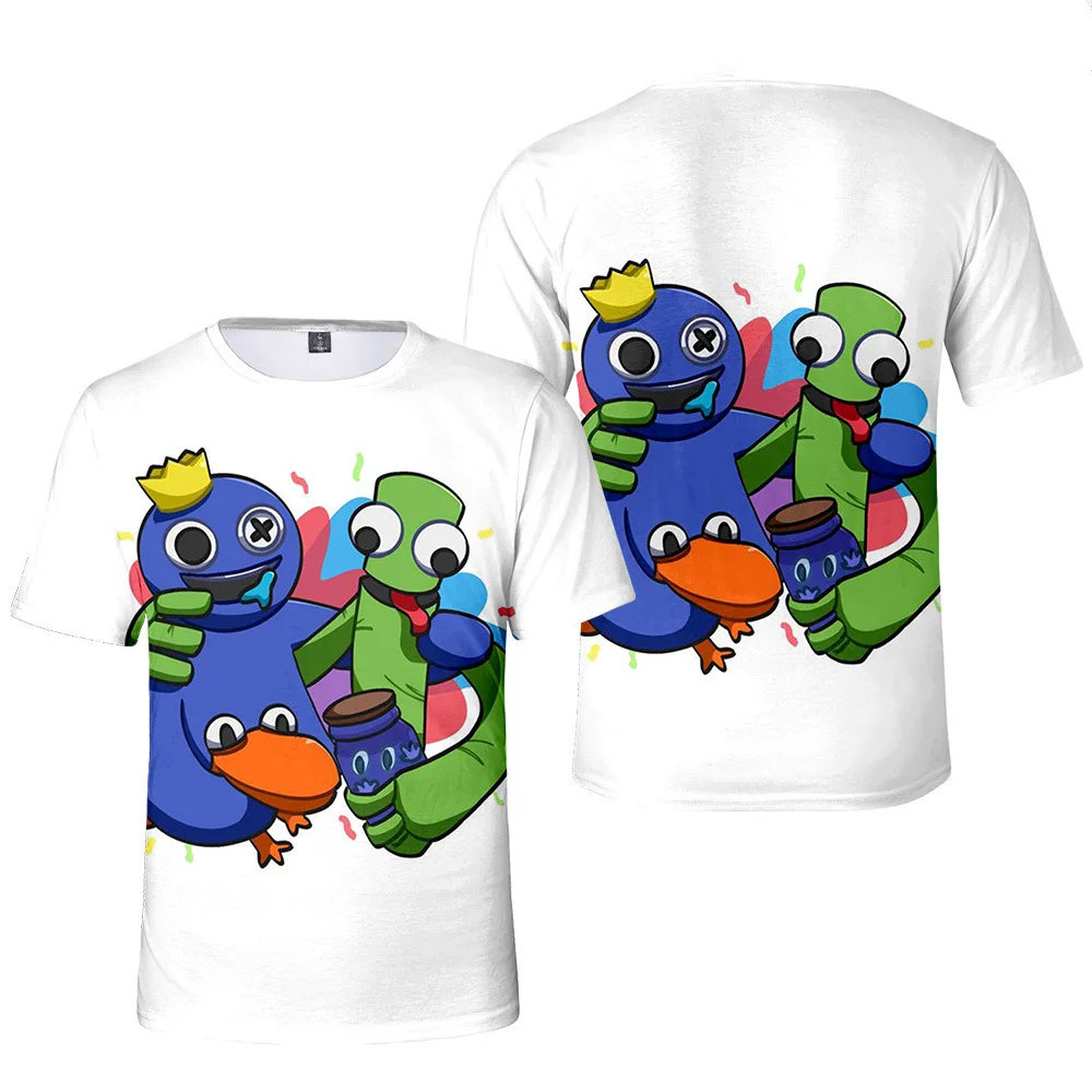 Rainbow Friends Kids T-shirt Graphic Anime Blue green purple orange pink  yellow Short Sleeve Comic 100%Cotton Tee-shirt boy Tops - AliExpress