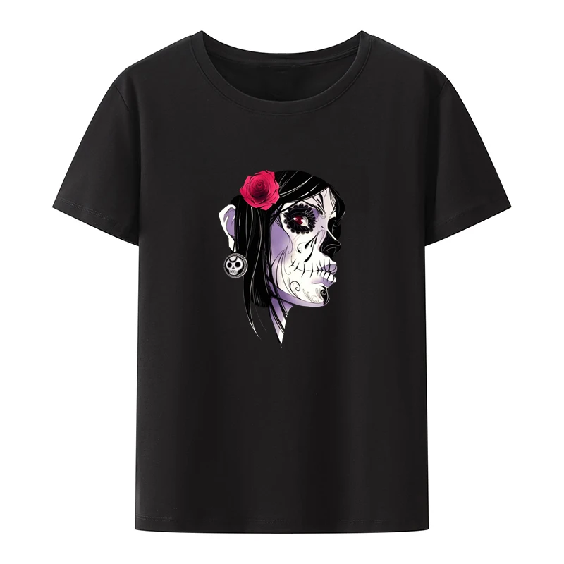 

Holy Death Mexicana Anime Y2k T-shirts Sexy Girls Modal O-neck Streetwear Nostalgia Slim Lovely Cropped Unisex Short Sleeve Tee