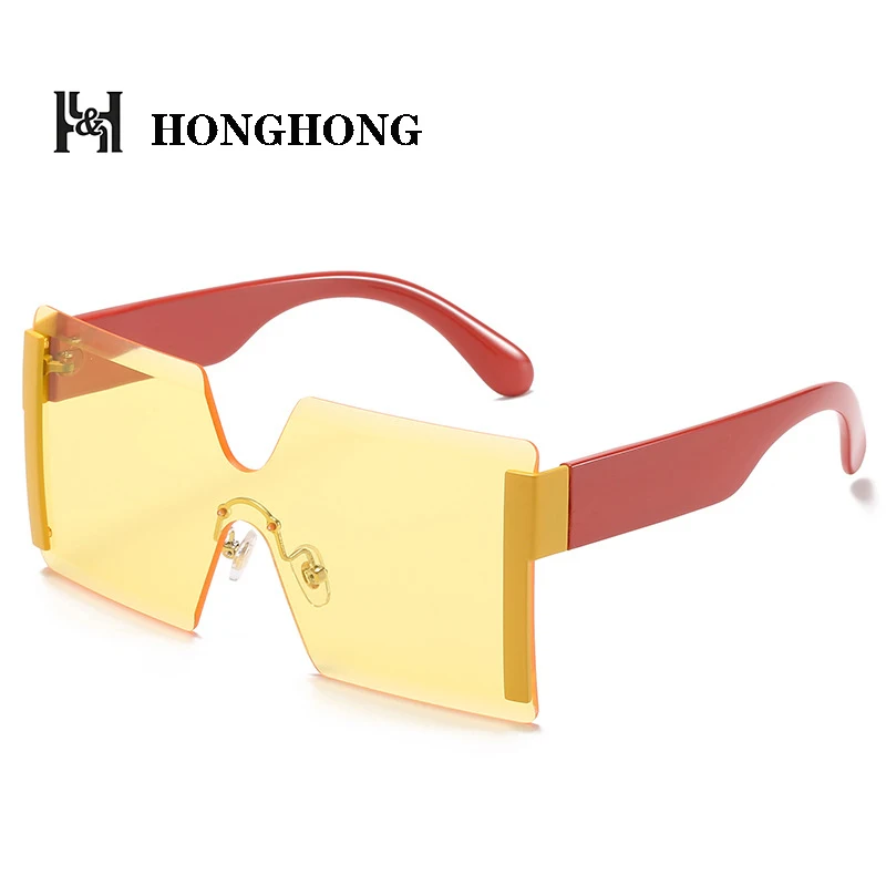 

Honghong 2022 Yellow Pink Oversize Large Retro Sunglasses For Women And Men Fashion Luxury Gafas De Sol UV400 Protection Outdoor