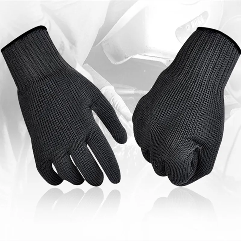 Black level 5 Cut Resistant Gloves Steel Wire Metal Mesh Safety Protection Kitchen Butcher Working Gloves Cut Fish Meat Garden