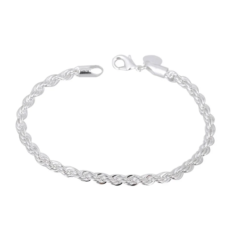 1Pc Link Bracciali Bracciali Da Donna In Acciaio Inossidabile Con Ciondoli A Corda Intrecciata Semplici Gioielli Bangle
