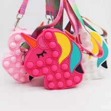 

Girls Boys 2022 New Press Silicone Bag Panelled Unicorn Mini Cute Children Colorful Messenger Bag Hot