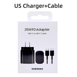 Samsung Genuine 25W Fast Charge Adapter with Type C Cable - 25W Black US Set