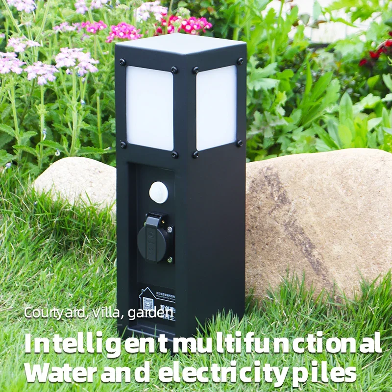 

40CM Waterproof and Multifunctional Outdoor 5 Hole Socket with LED Light and Intelligent Sensor for Courtyard Electricity Supply