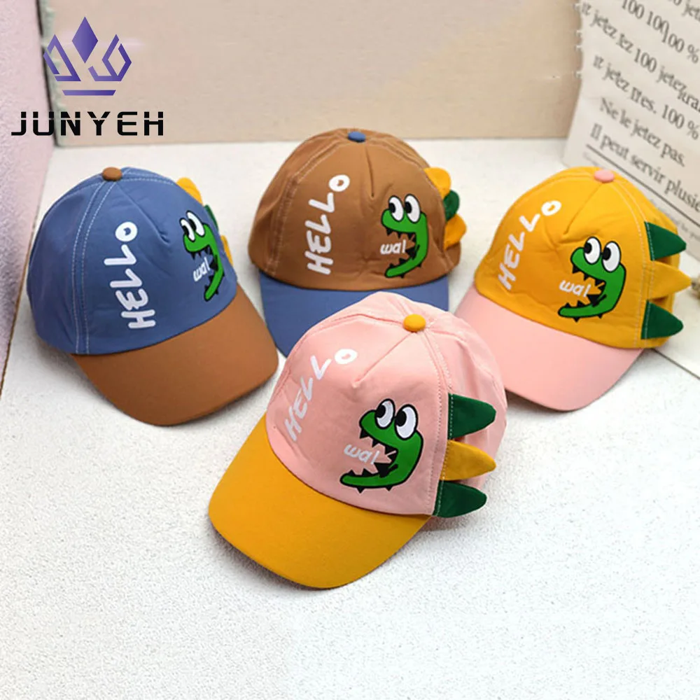 

Kids Cartoon Hello Dinosaur Print Hats Cute Breathable Baby Boy Girl Baseball Cap For Child 6-24 Month