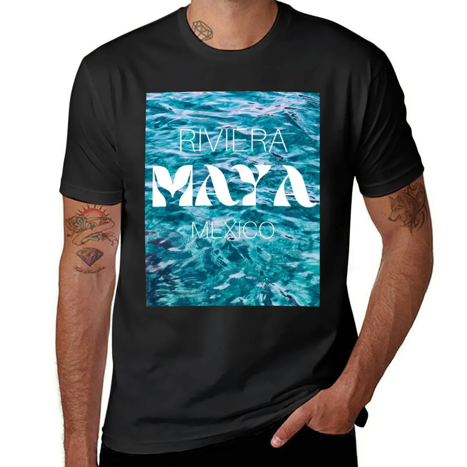 T-Shirt Costa Maya Messico Blacks Magliette Vintage In Cotone Da Uomo