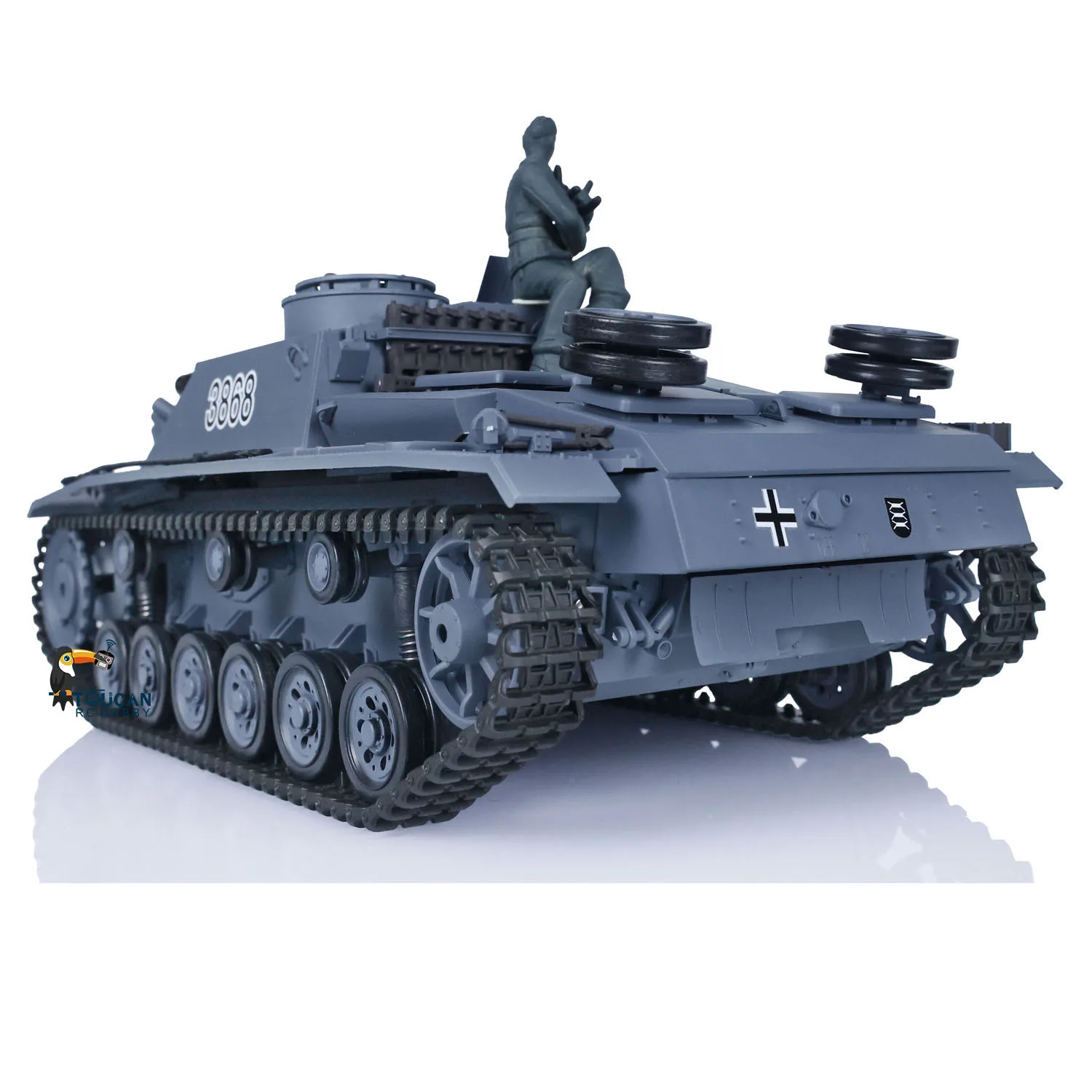 In Stock Heng Long HL 1/16 German Stug III RTR RC Tank 7.0 Plastic 3868 Machine Gun Smoking Remote Control Military Car Toys 4
