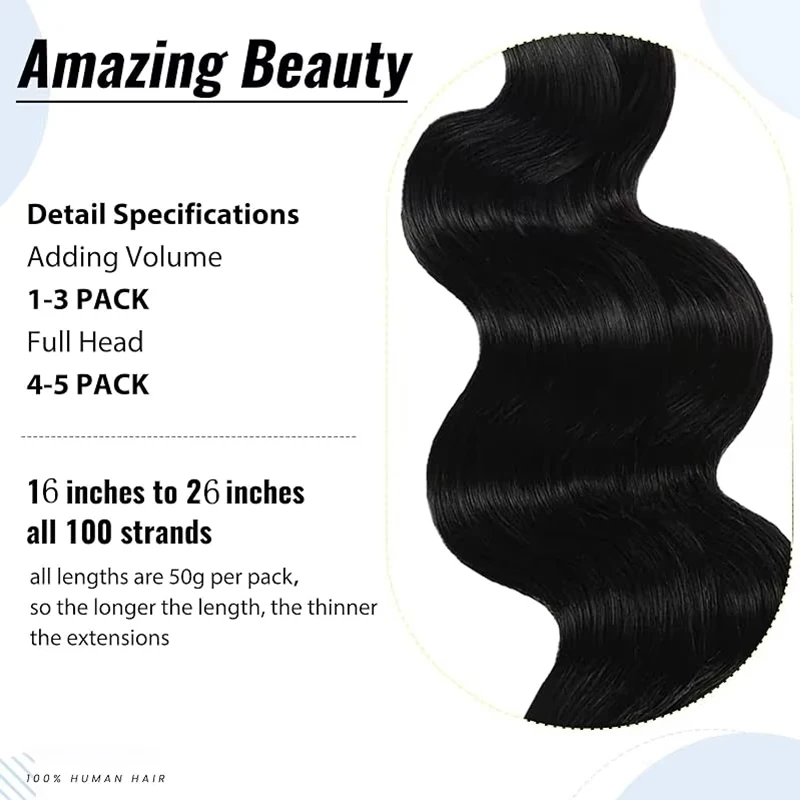 Body Wave Tip Human Hair Extensions Natural Black Hair Extensions Fusion 100% Remy Stick Tip Real Human #1B
