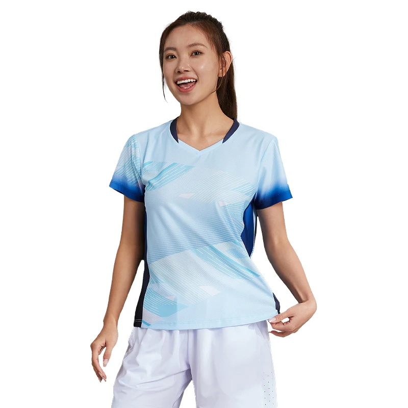 Badminton Shirt Women Sportswear Quick Dry Breathable Table Tennis 3D Clothes Team Game Short Sleeve Woman Sports Uniform