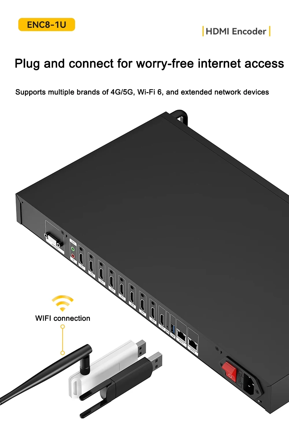 Link Pi ENC8-1U 4K-HDMI Video Codec 8-channel HDMI Encoder 1080P@60fps 4GB DDR4