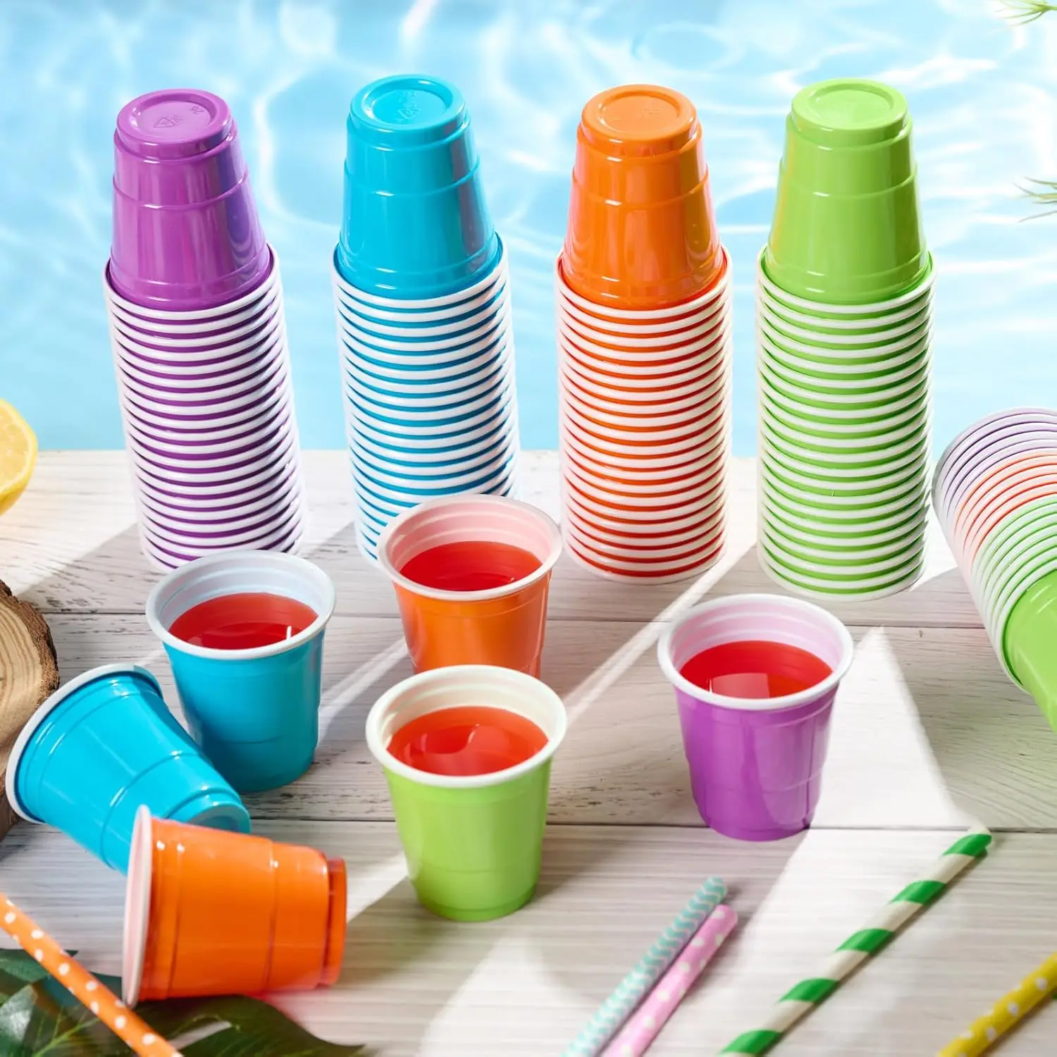 50Pc/Bag Mini Party Shot Cups Plastic Random Colors Disposable Cup Graduation Birthday Wedding Holiday Picnic Party Valentine's plastic cups,birthday party supplies,plastic shot glasses