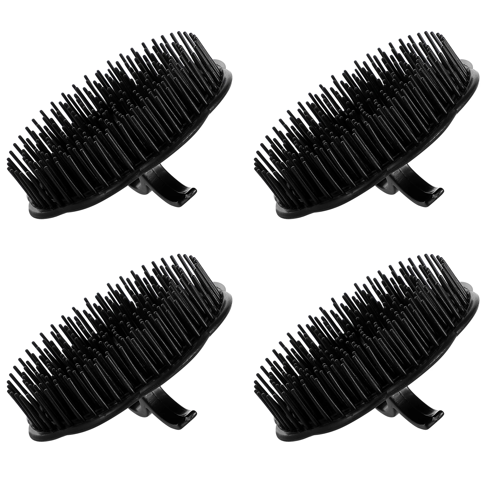 4pcs Hair Shampoo Brush Head Shampoo Brush Scalp Care Hair Clean Brush Black Plastic For Home Hair Salon Scalp Massage Brush