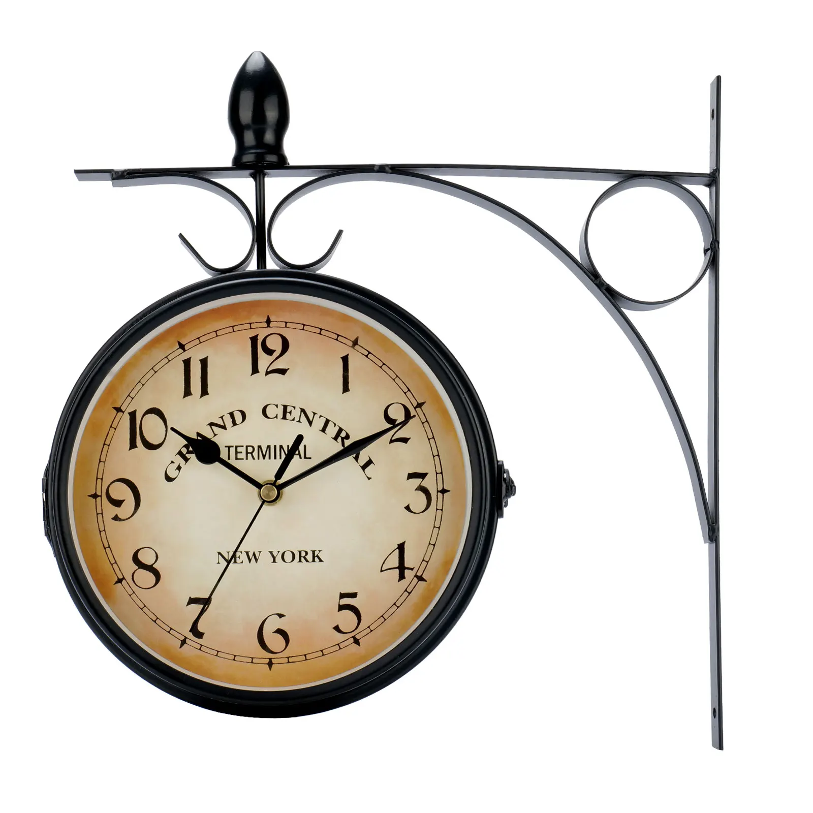 Double Sided Train Station Waterproof Wall Clock For Garden Retro Wrought Iron Metal Wall Clock Silent Indoor Outdoor Decoration 5