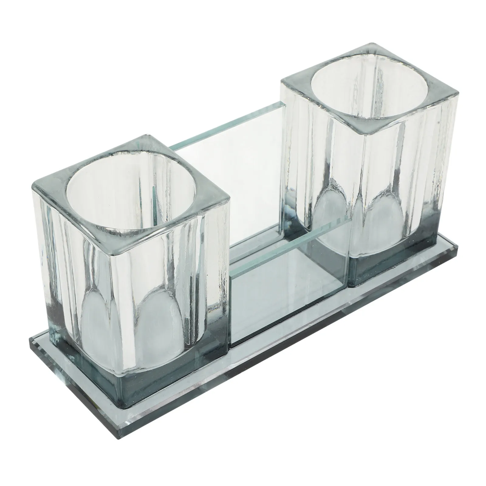 안정적인 2슬롯 아크릴 데스크탑 마이크 스탠드, 헤비 베이스 마이크 홀더 (사무실, 가정, 스튜디오, 테이블탑 무선/유선 마이크용)