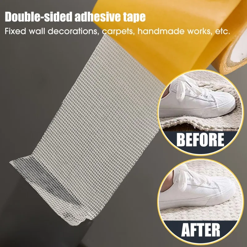 Powerful Traceless Waterproof Double-Sided Adhesive Tape with Fiber Mesh Grid