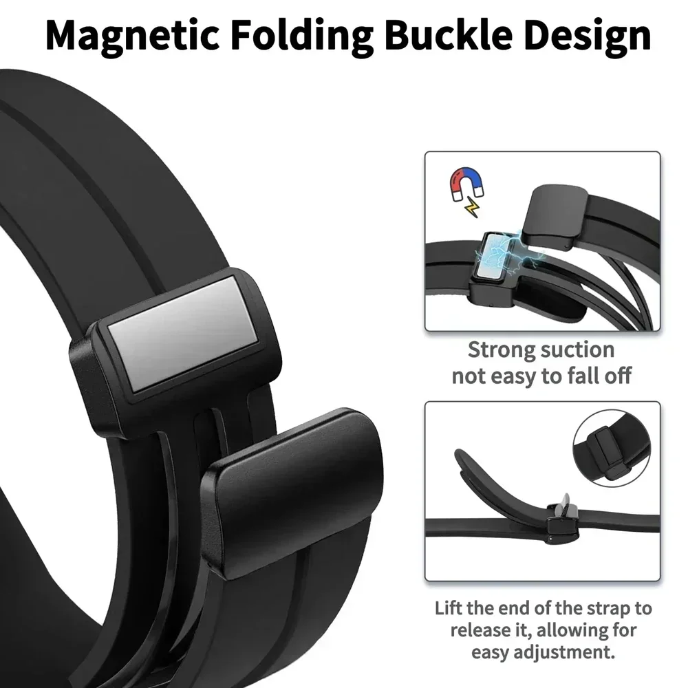 Magnetic Silicone Watch Strap, 20mm/22mm - Universal Fit