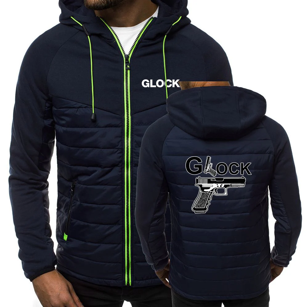 2023 Glock perfect shooting men's winter new cotton-padded jacket warm coat casual zipper hooded coat clothing