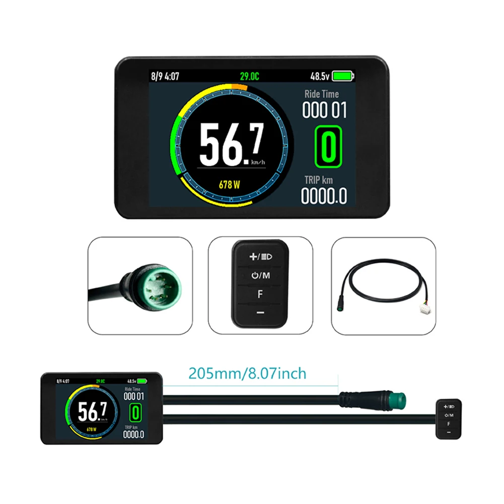 Bleiben Sie informiert während der Fahrt mit für 24 v7for 2v E-Bike T8 buntes LCD-Display für 2 5s kds bafang v5 für 2 kt Protokoll – Detail 1