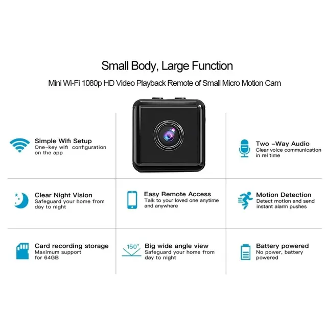 Tuya 2MP Mini IP Sports Camera Wireless Security Surveillance Built-in BatteryNight Vision Smart Home Camera - Image 3