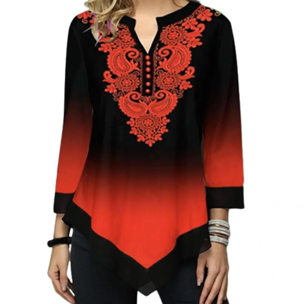 

Casual Blouse Streetwear Top All-match Gradient Color Women Top Breathable