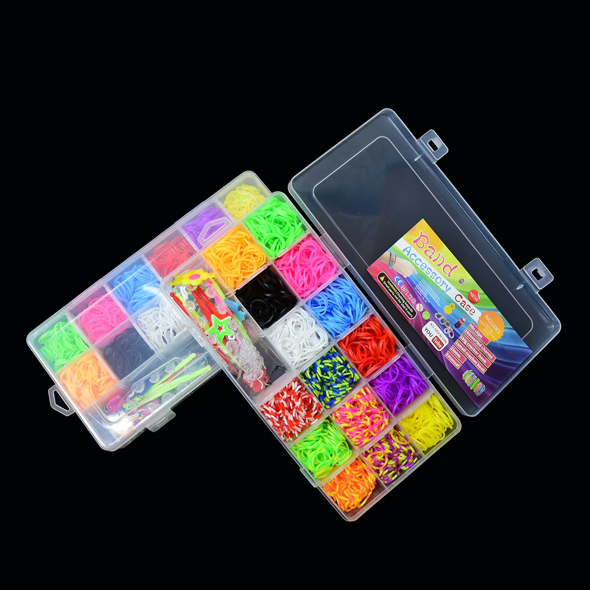 28 Grids Storage Box Rainbow Colorful Loom Rubber Bands DIY weaving  machines Knitting Bracelet Making Kit gifts for Children