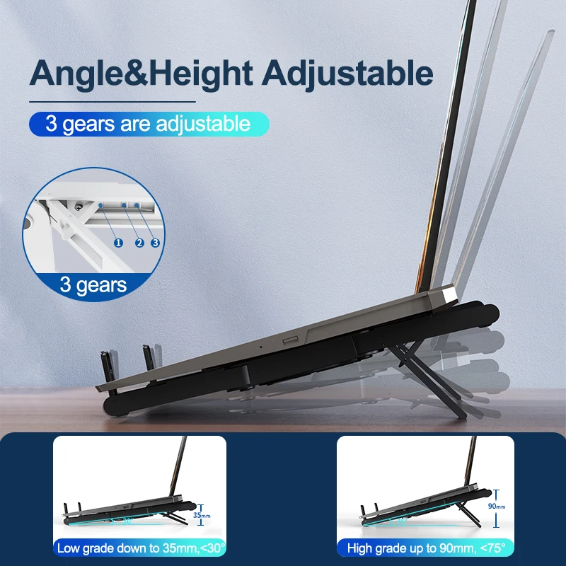 Laptop Fan Laptop Fan Stand Laptop Cooling Pad Laptop Stand Laptop Stand Portable Cooling Fan Heat Dissipation Macbook Air Pro iPad HP DELL Tablet Cooler Holder Notebook Bracket