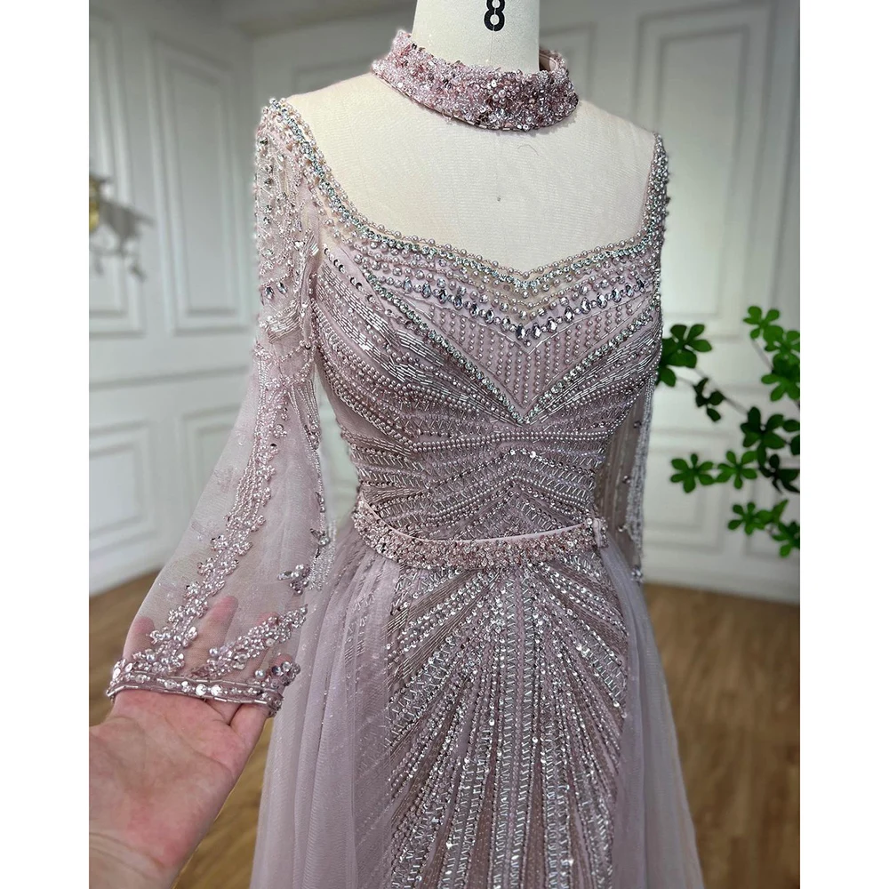 Nude Muslim Mermaid Elegant Evening Dresses Gowns 2023 Beaded Tassel Luxury For Women Party BLA71533 Serene Hill