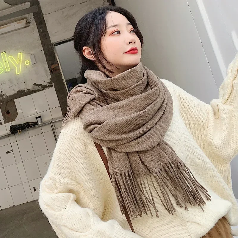 

20 Colors Woman Winter Scarf Fashion Female Shawls Cashmere Handfeeling Winter Wraps Solid Color Winter Hijab Gift