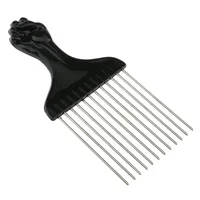 Black Fist Afro Pick Metal Wide Teeth Hair Comb For Volumizing Hair Styling Anti-static Comb Brush Detangling Comb 1