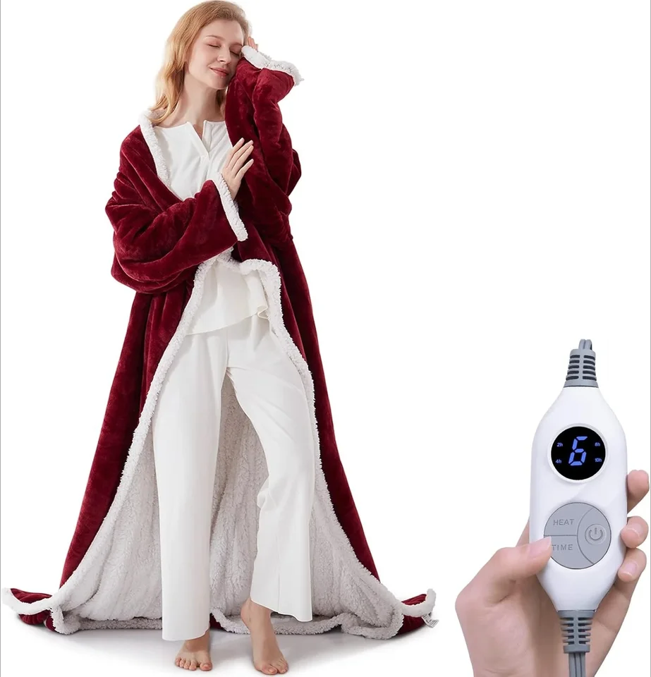 Wearable Heated Snuggle Blanket with Sleeves