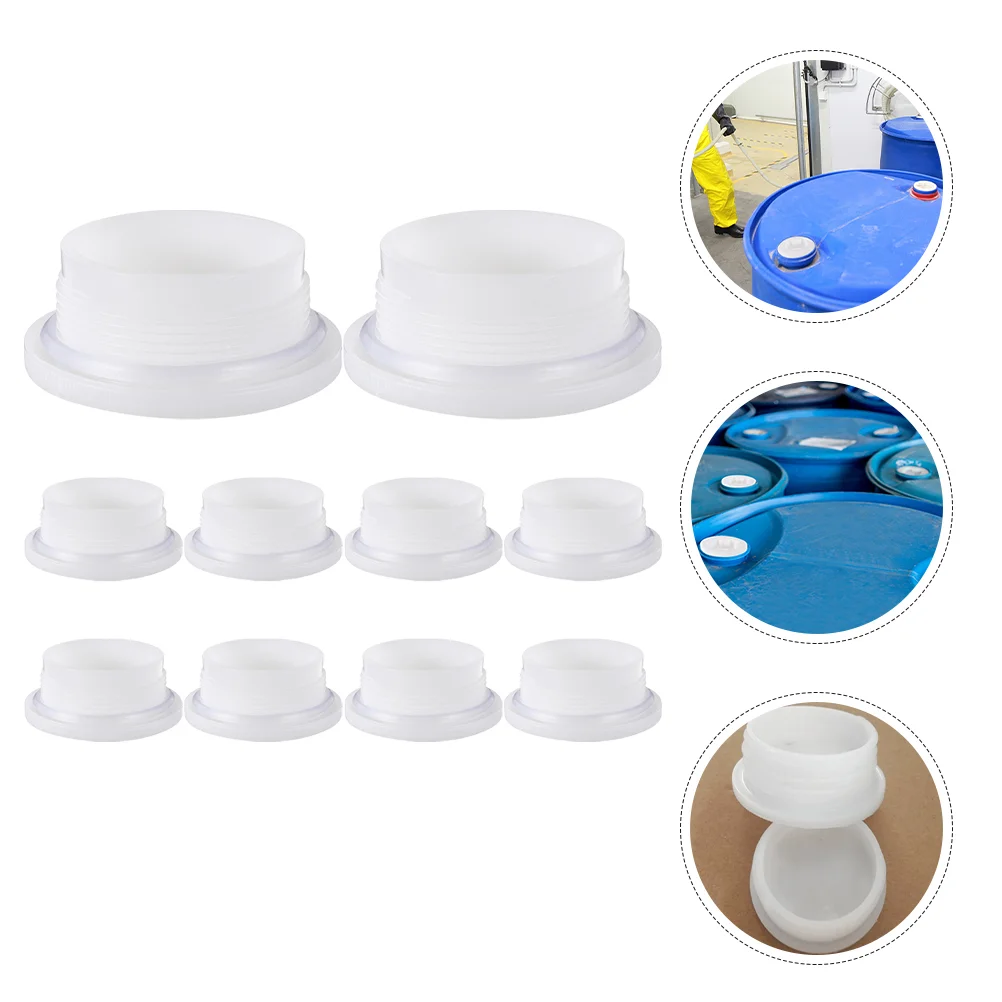 10 Pcs Drum Bung Plug Chemical Bucket Cover Plastic Barrel Lids Oil Container Caps Sealing Tops Material Handling Tools Storage