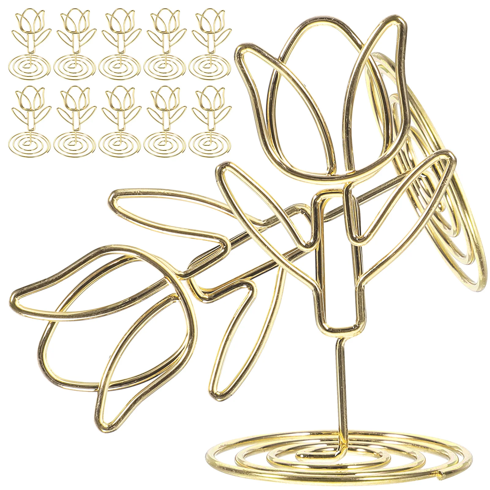 10pcs Tulip Shape Photo Clip Holders Wedding Card Holders Clips Restaurant Table Card