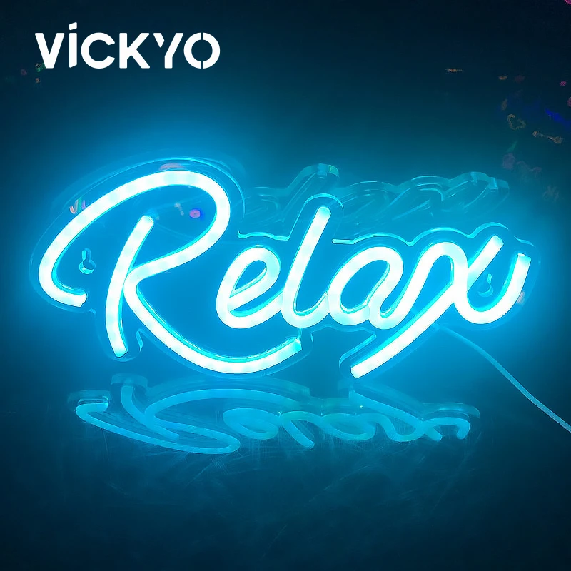

VICKYO LED Neon Lights Sign Relax Neon Lamps Acrylic Night Lights For Birthday Wedding Partys Christmas Holidays Xmas Decoration
