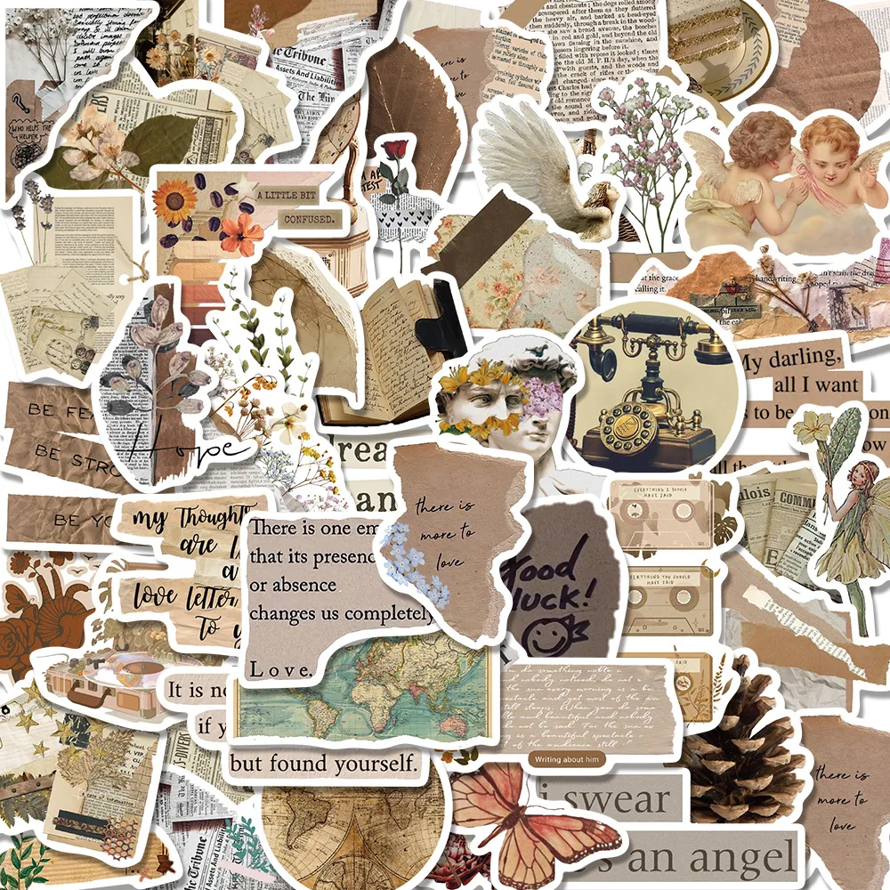 

10/25/50pcs Vintage Retro Art Collage Stickers Graffiti for DIY Suitcase Phone Laptop Guitar Scrapbooking Diary Decor