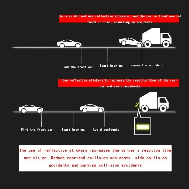 Car Bumper Reflective Sticker Reflective Warning Tape Safety Sticker Safety Warning 10pcs