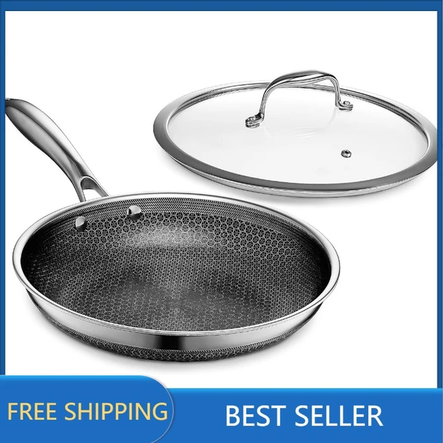 HexClad 8 Inch Hybrid Stainless Steel Cookware, Frying Pan with Cook Lid,  Non-Stick, Stay Cool Handle, Dishwasher and Oven Safe - AliExpress