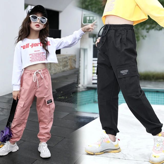 New Arrival Fashion Girls Kids Sports Cargo Pants Girls High Waist Sweat  Pants Spring Fall Casual Trousers Outerwear For Childre - AliExpress