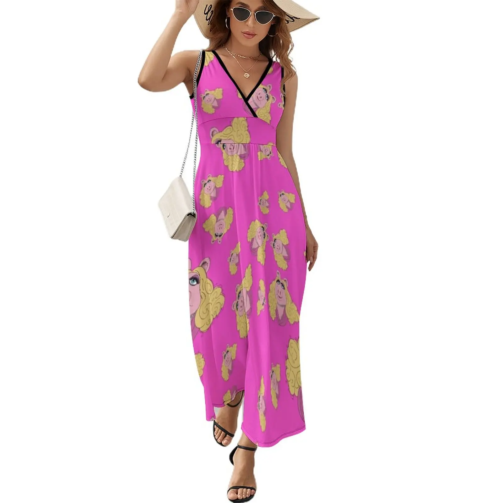 Miss Piggy Pattern Abito Senza Maniche Abiti Donna Estate 2024 Abito Estivo Donna 2024 Abito Sexy Per Donna