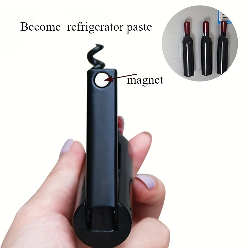 Multi Functional Creative Red Wine Bottle Opener, Portable Beer Bottle Opener, Red Wine Bottle Shape Refrigerator Sticker