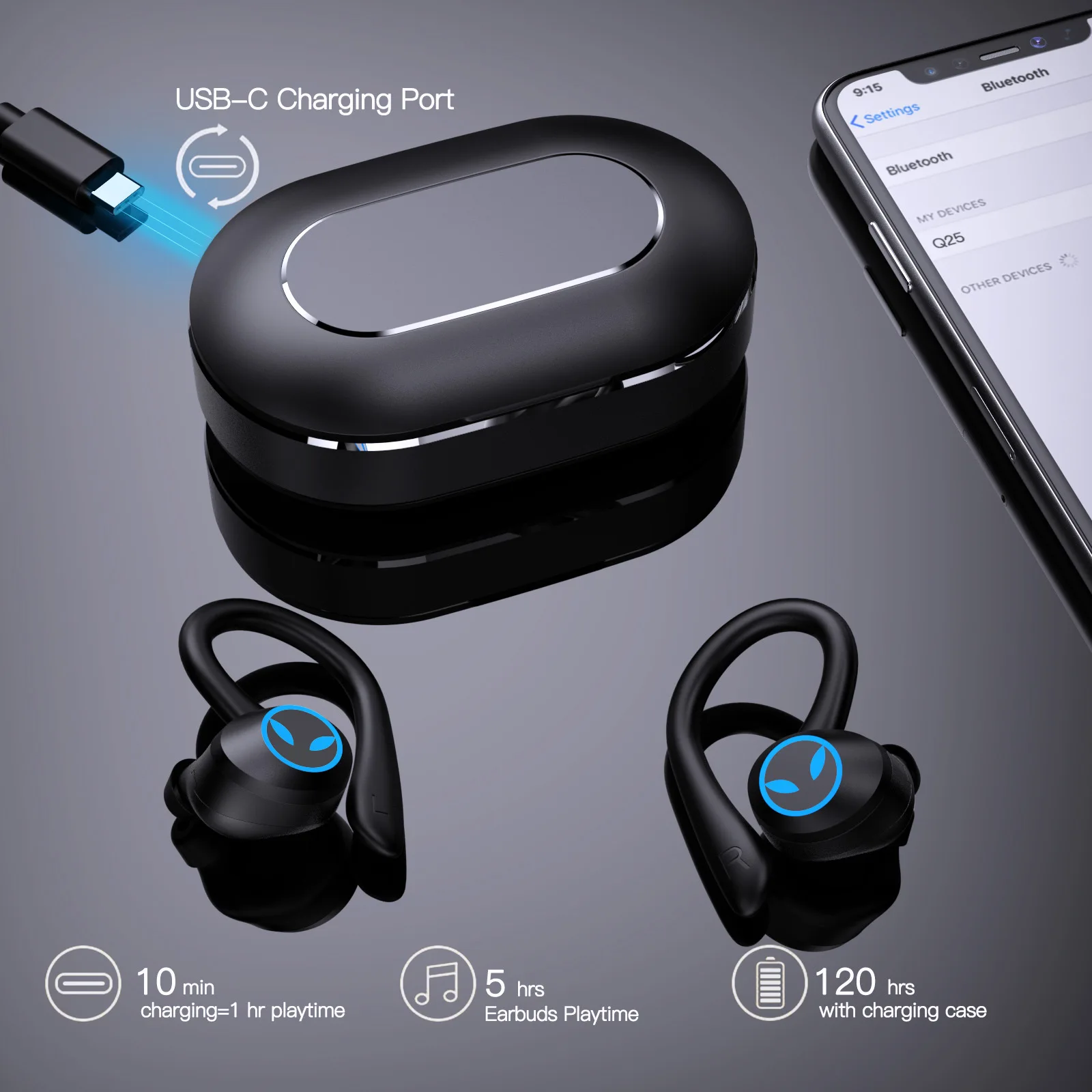 Écouteurs Bluetooth 5.4 Intra-auriculaires - Réduction De Bruit ENC - IPX4 étanche - 5.5h Autonomie - LED Et Micro