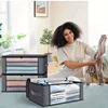Foldable PVC Window Storage Bags, 3-Layer Non-Woven Fabric No Handles, Zipper Closure Transparent Clothes and Blanket Organizer 3