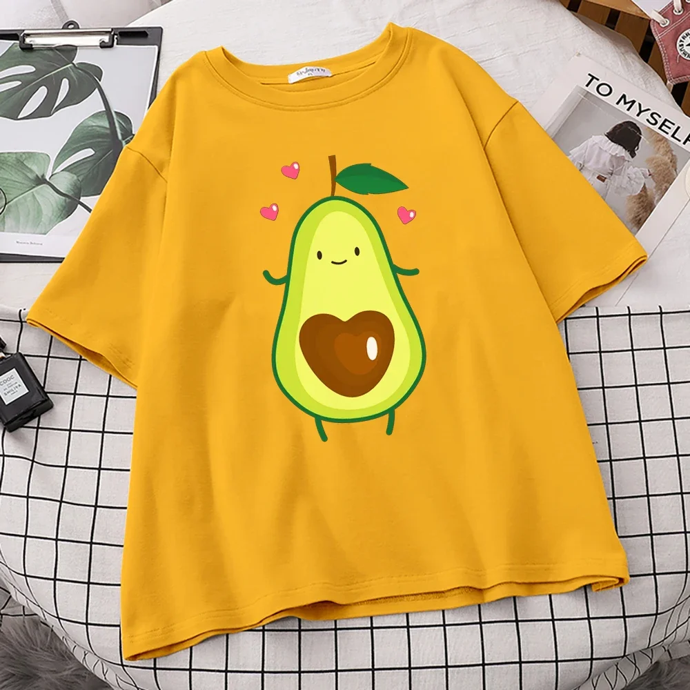 

Модная футболка с круглым вырезом Avacado с принтом в виде сердца, Женская Повседневная Свободная футболка с круглым вырезом
