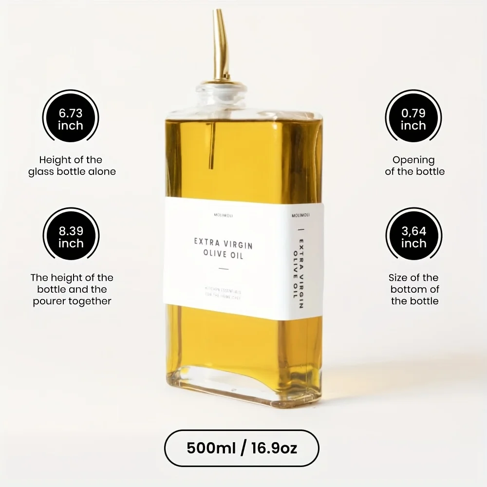 Kitchen glass olive oil bottle, oil and vinegar dispenser set, glass olive oil bottle
