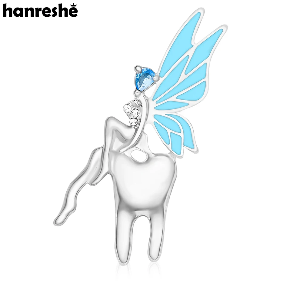 

Hanreshe Creative Elf Tooth Pin Brooch Medical Dental Charm Lapel Zircon Crystal Badge Jewelry for Dentist Doctor Nurse