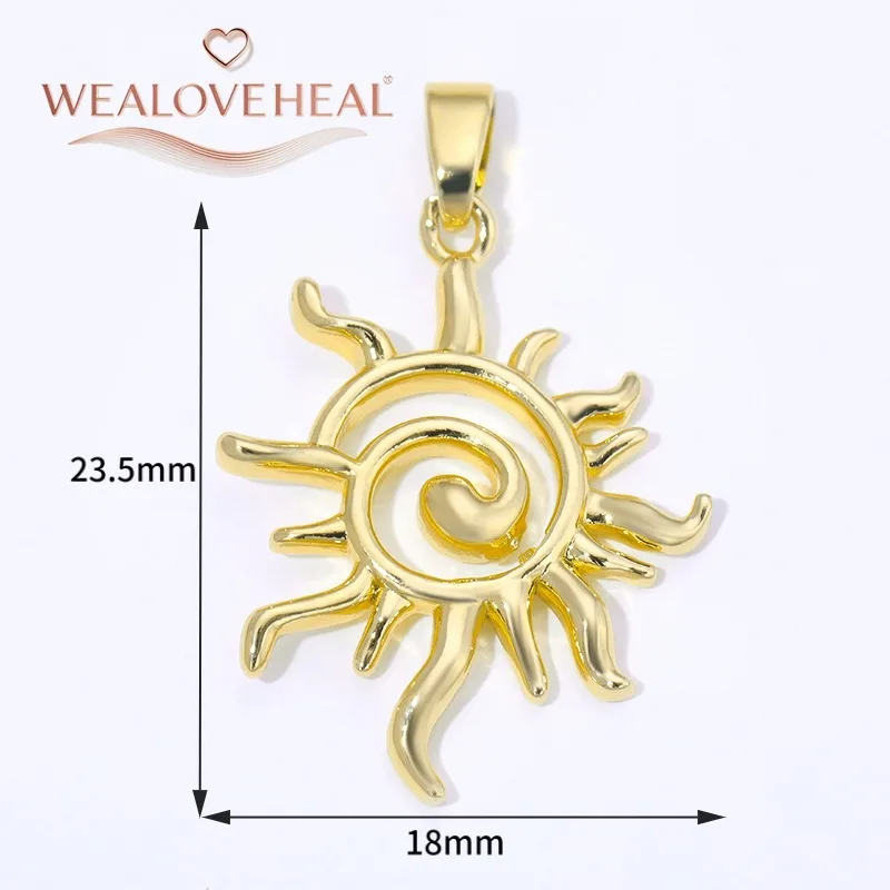 Modische Spiral-Vortex-Sonnenanhänger, 18K Vergoldetes Messing mit Zirkon-Einlage, Sonnen-Charm für DIY-Halsketten und Schmuckherstellung – Detail 33