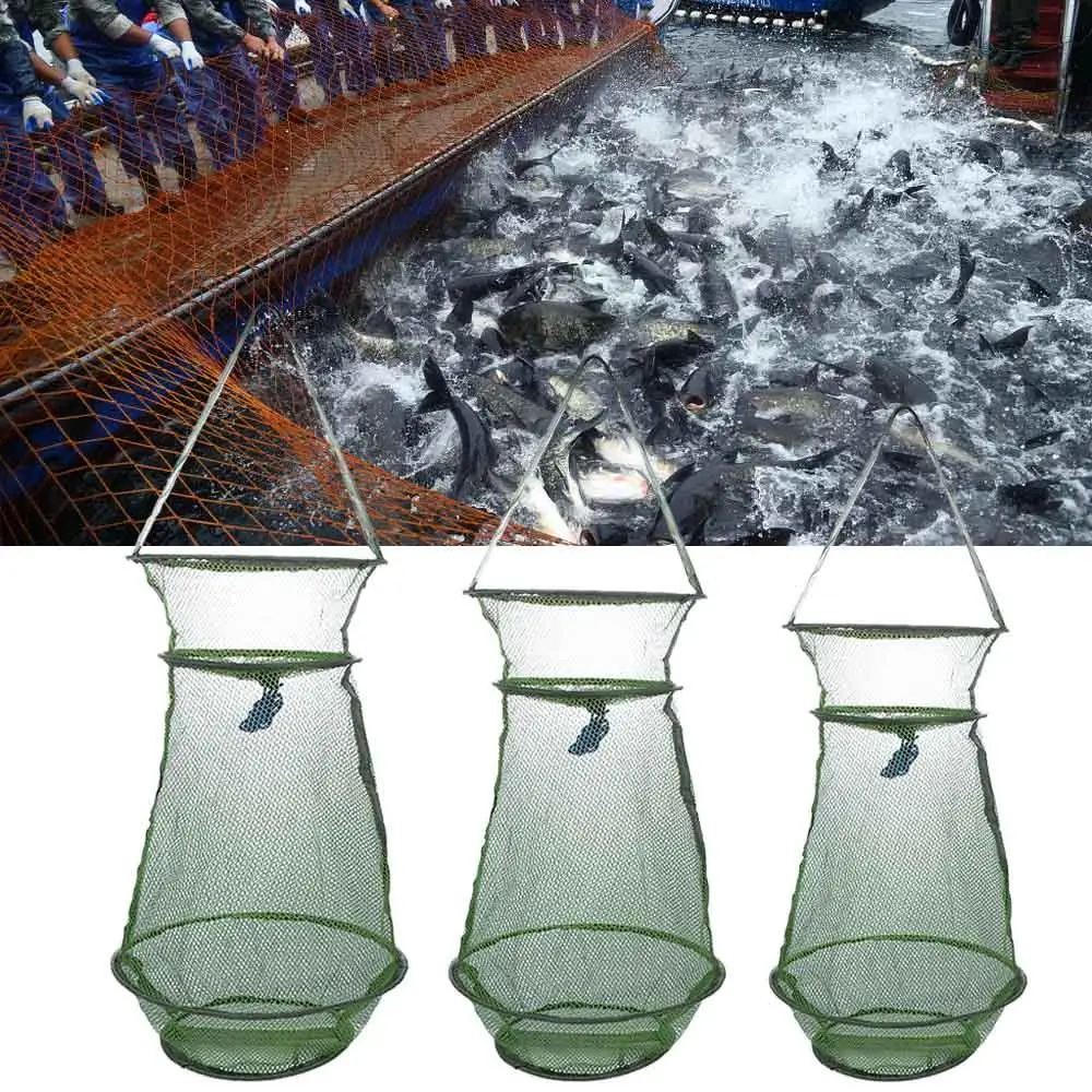 휴대용 나일론 랍스터 물고기 새우 메쉬 보관 케이지, 접이식 어포기 바구니 뜰채, 잉어 그물 액세서리