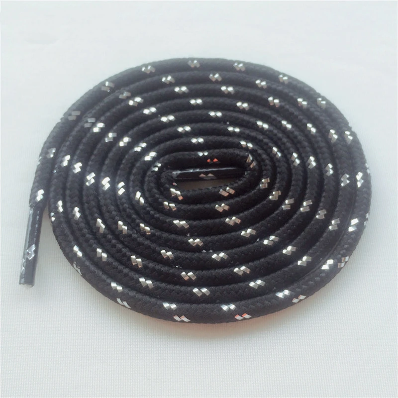 Weiou 30 Pairs/Lot  Metallic Polyester Shoelaces Black White Silver Charmed Hiking Shoestrings 60-180cm Unisex For Kids&Adults
